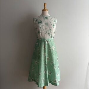 Vintage 1960s FRED ROTHSCHILD California Mint & White Floral Dress / 28 Waist